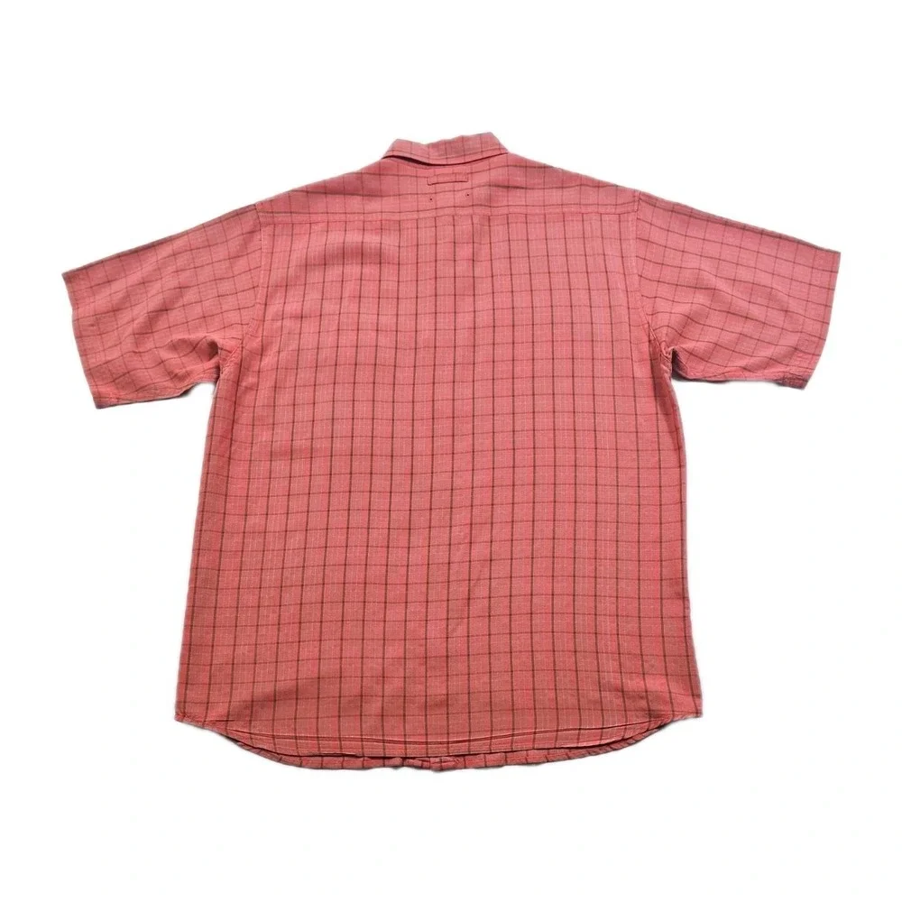 The North Face Men's M Red Mini Windowpane Plaid Vented Button Up Hiking Fishing